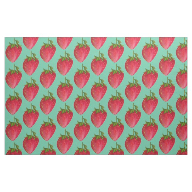Juicy Strawberry mönster vattencolor frukt pop art Tyg (Fat Quarter)