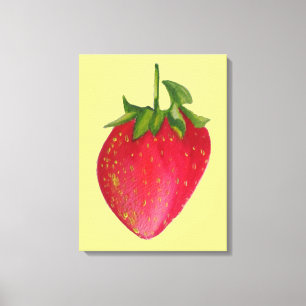 Juicy Strawberry water color macrofrukt pop art Canvastryck