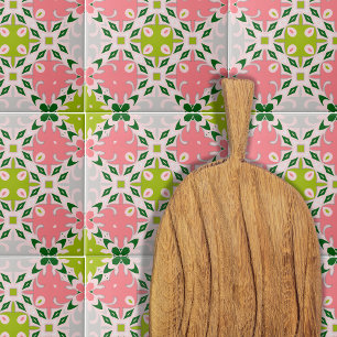 Juicy Summer Grönt och Watermelon Rosa Mönster Kakelplatta