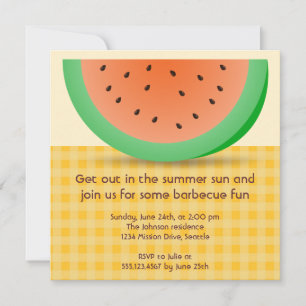 Juicy water melon slice gingham sommarpicknic part inbjudningar