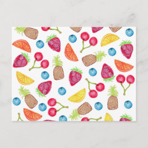 Juicy Watercolor Hand målade Fruit Mönster Vykort