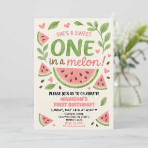 Juicy Watermelon 1:a födelsedagsinbjudan Inbjudningar