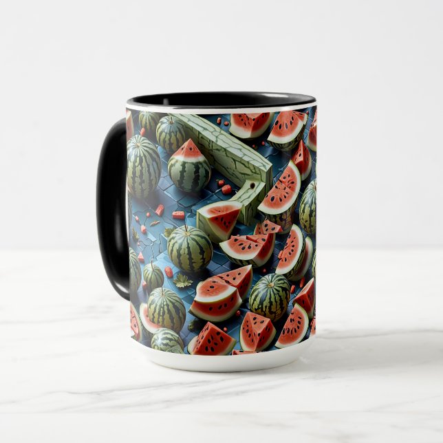 Juicy Watermelon Mönster Design 2 Mugg (Framsida vänster)