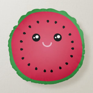Juicy Watermelon Slice Cute Kawaii Funny Foodie Rund Kudde