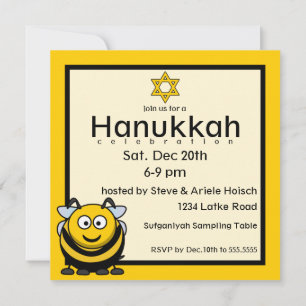 Juish Bee Star of David Hanukkah Inbjudningar