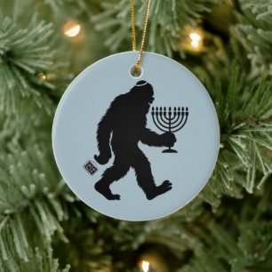Juish Bigfoot Hanukkah Chanukah Humor Superskoj Julgransprydnad Keramik