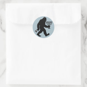 Juish Bigfoot Hanukkah Chanukah Humor Superskoj Runt Klistermärke