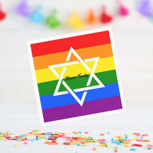 Juish Gay Rainbow Flagga Star of David Pappersservett