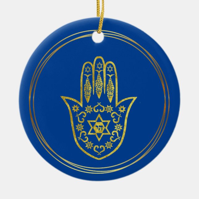 Juish Guld Hamsa jul Ornament (Framsidan)