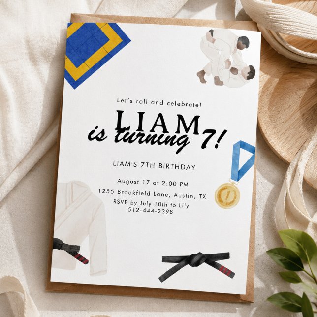 Jujitsu Födelsedag Kampsport Födelsedagsfirande Inbjudningar (Skapare uppladdad)