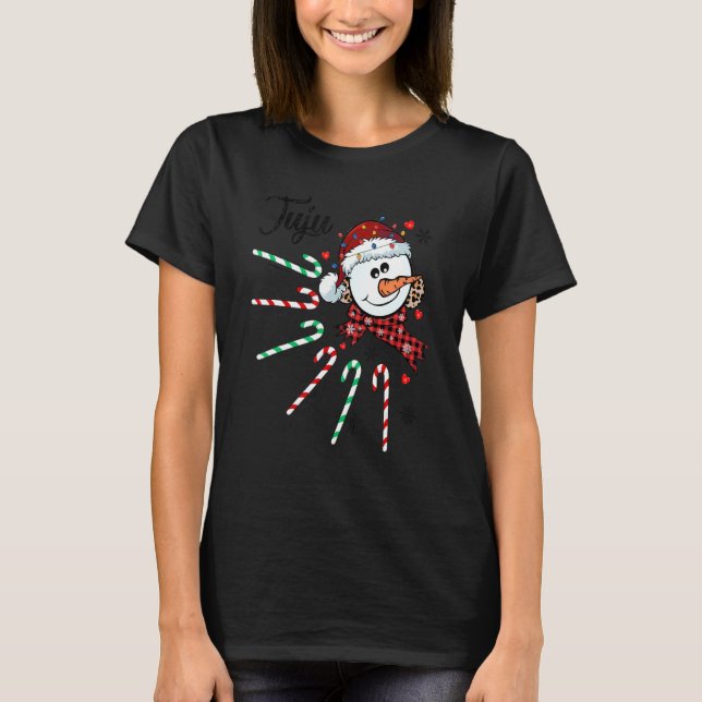 Juju Snögubbe Candy cane jul Julafton Funny T Shirt (Framsida)
