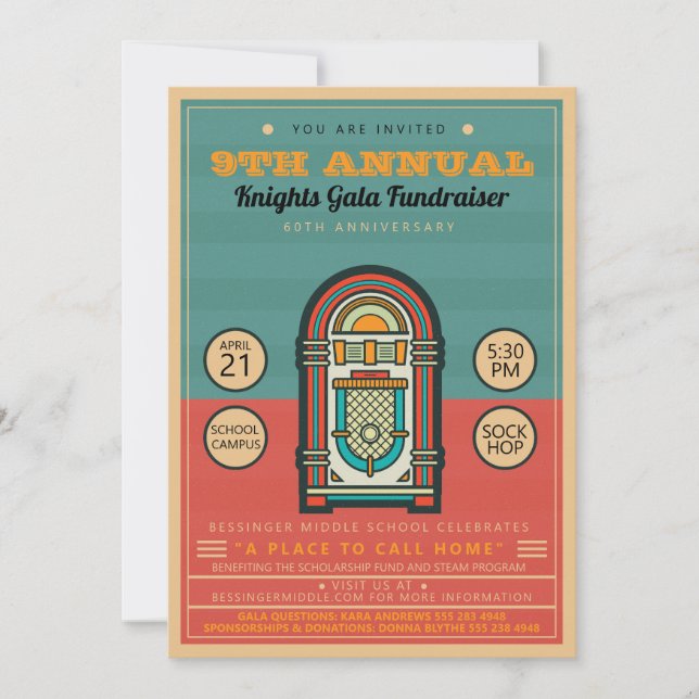 Juke Box Sock Skutt Party bjudande Flyer Inbjudningar (Framsida)