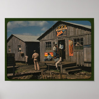 Juke Joint and Living Quarters, Fla Circa 1940's Poster