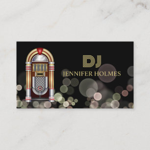 Jukebox Bokeh Light DJ Black Business C Visitkort