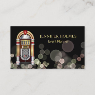 Jukebox Bokeh Light Event Planner Black Visitkort