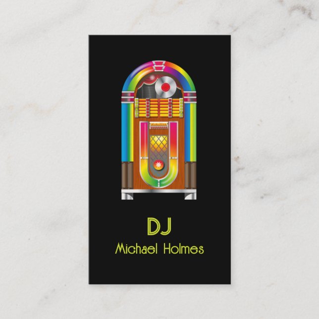 Jukebox DJ Music Black Visitkort (Framsida)