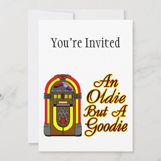 Jukebox en Oldie men en Goodie Inbjudningar (Framsida)