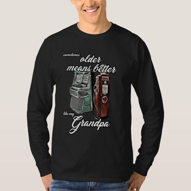 Jukebox Grandpa Granddad Oldtimer Gas Pump 1950 50 T Shirt (Framsida)