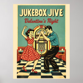 Jukebox Jive Alla hjärtans dag Retro 50-talsdans Poster