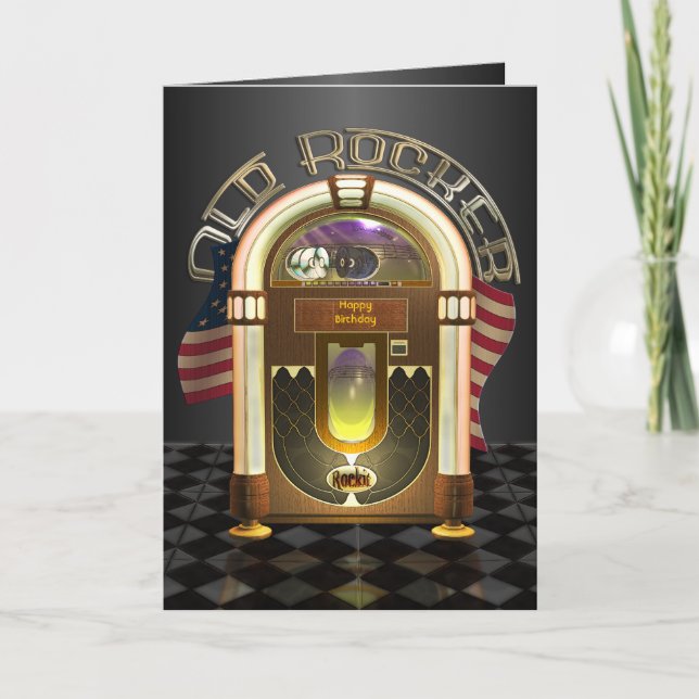 Jukebox Old Rocker Anpassade Hälsning Card Kort (Framsida)