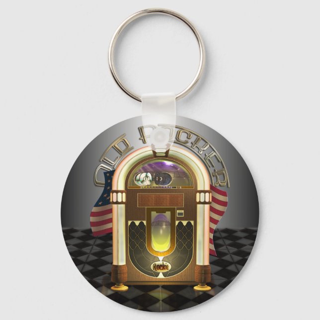 Jukebox Old Rocker Keychain Nyckelring (Framsida)