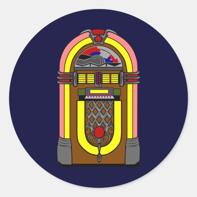 Jukebox på 50-talet runt klistermärke (Framsida)