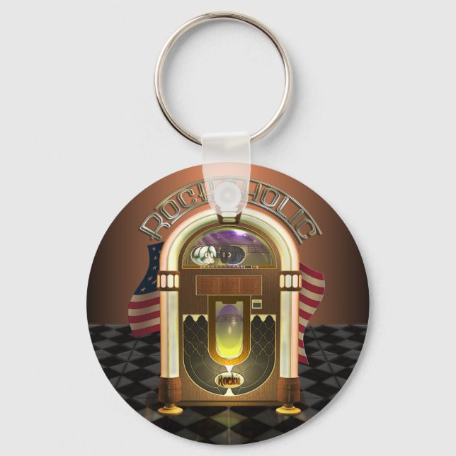 Jukebox RockaholKeychain Nyckelring (Framsida)