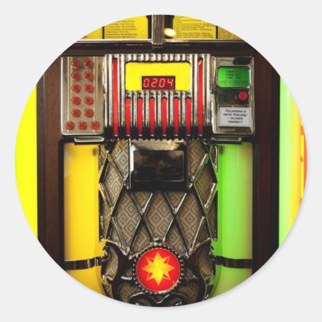 Jukebox Runt Klistermärke (Framsida)