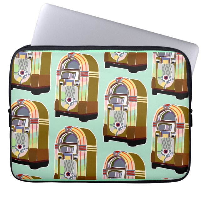 Jukeboxar Retro Mint Rolig Konst Mönster Swanky  Laptop Sleeve (Framsidan)