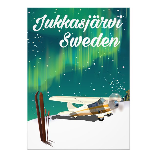 Jukkasjärvi Sverige Nordljus semestern poster (Framsidan)