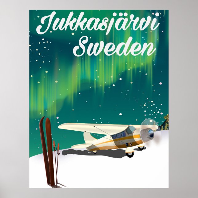 Jukkasjärvi Sverige Nordljus semestern poster (Framsidan)