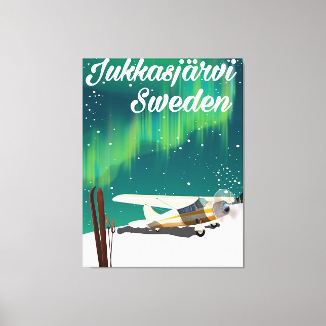 Jukkasjärvi Sverige Nordljus semestern poster Canvastryck (Framsida)