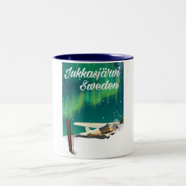 Jukkasjärvi Sverige Nordljus semestern poster Två-Tonad Mugg