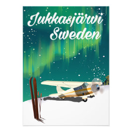 Jukkasjärvi Sverige Norrsken semester affisch Fototryck