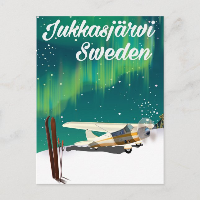 Jukkasjärvi Sverige Resa norrsken affisch Vykort (Framsida)