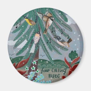 Jul 12 dagar jul Fyra kalla fåglar Magnet