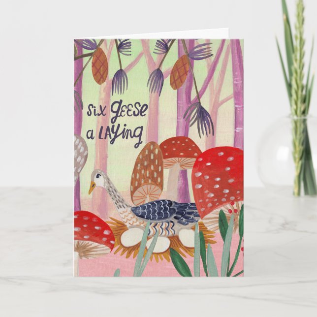 Jul 12 dagar jul sex gäss kort (Framsida)