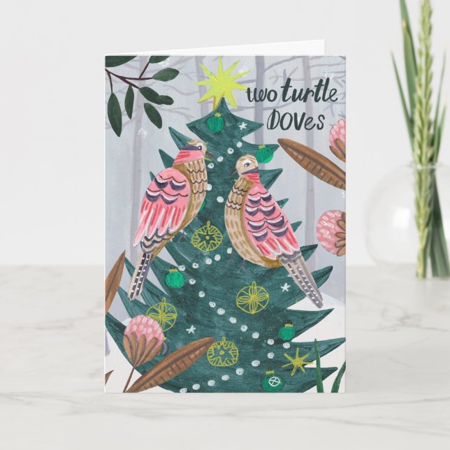 Jul 12 dagar jul Två turturturduvor Kort (Framsida)