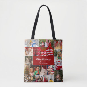 Jul 15 Fotokollage med Family Namn Red Tygkasse