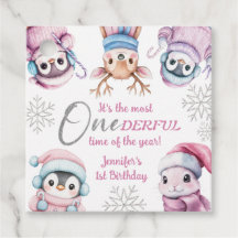 Jul 1:a födelsedag Kute Rosa Vinterdjur