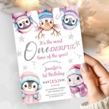 Jul 1:a födelsedag Kute Rosa Vinterdjur