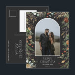 Jul 1-fotoarch vattenfärg botanisk blommigt helg vykort<br><div class="desc">Vattenskärtskuren botanisk blommigt i elegant under julhelgen mutade färg helgdag arch 1 fotojulvykort.</div>