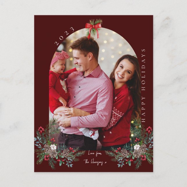 Jul 1-fotoarch vattenfärg botanisk blommigt helg vykort (Framsida)