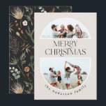 Jul 1-fotoarch vattenfärg botanisk blommigt julkort<br><div class="desc">Mery Jul,  modern elegant vattenfärgsfärgad torkad botanisk blommigt mutade färg helgdag Arch 1-fotojulkort.</div>