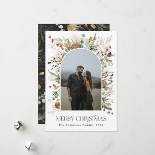 Jul 1-fotoarch vattenfärg botanisk blommigt julkort