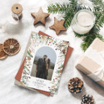 Jul 1-fotoarch vattenfärg botanisk blommigt julkort<br><div class="desc">Mery Jul,  modern elegant vattenfärgsfärgad torkad botanisk blommigt mutade färg helgdag Arch 1-fotojulkort.</div>