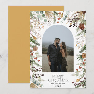 Jul 1-fotoarch vattenfärg botanisk blommigt julkort