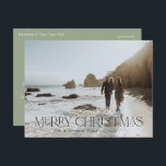 Jul 1-fotobotaniskt vykort för blommigt<br><div class="desc">God jul,  modern elegant vattenfärgsfärgad,  torkad botanisk blommigt,  grönt,  terracotta och svart färg helgdag 1 fotovykort för jul.</div>