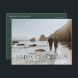 Jul 1-grönt för botanisk blommigt vykort<br><div class="desc">God jul,  modern elegant vattenfärgsfärgad,  torkad botanisk blommigt,  grönt,  terracotta och svart färg helgdag 1 fotovykort för jul.</div>