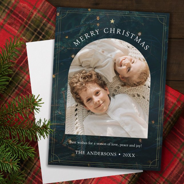 Jul 1 Photo Arch Rustic Julgran Julkort (Skapare uppladdad)